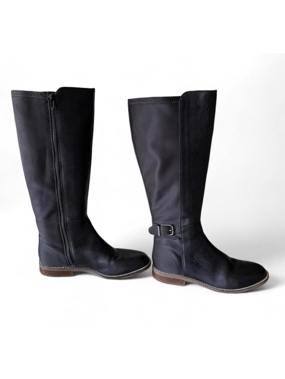 Clarks Camzin Women’s Black Leather Knee High Boots Size 8.5 - Picture 4 of 7